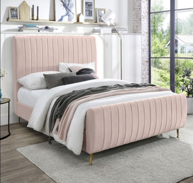 Avenna Sleigh Bed King -Pink