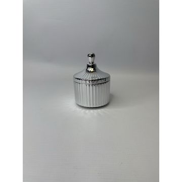 HAMMERED BUCKET WITH LID SILVER 9X9X12CM