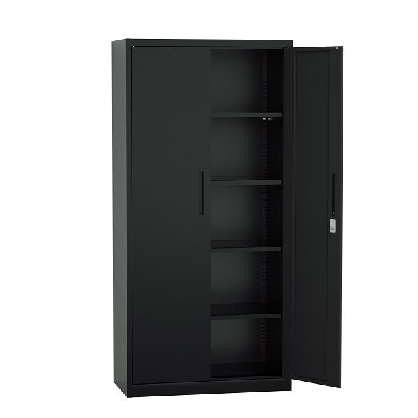 Steel Swing Door Inner Handle Filing Cabinet Storage Cupboard - Black