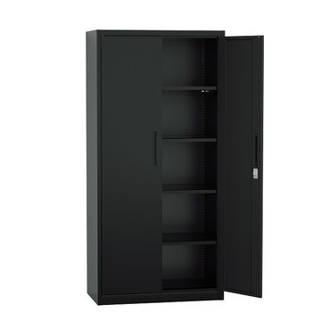 Steel Swing Door Inner Handle Filing Cabinet Storage Cupboard Locker - Black