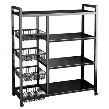 HOMEPOLA Four-Layer Metal Storage Rack, Organizer, With Wheels For Mobility - 80cm four storage basket