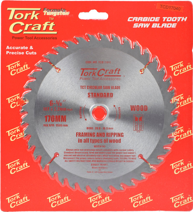 Tork Craft - Blade Tct 170 x 40T 20-16mm - 4 Pack