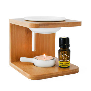 Bamboo Oil and Wax Melt Aroma Burner with Oil blend
