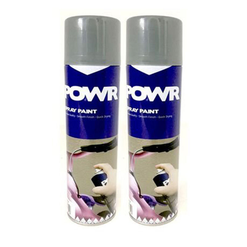 POWR Spray Paint Grey Silver 300ml ( 2 Pack )