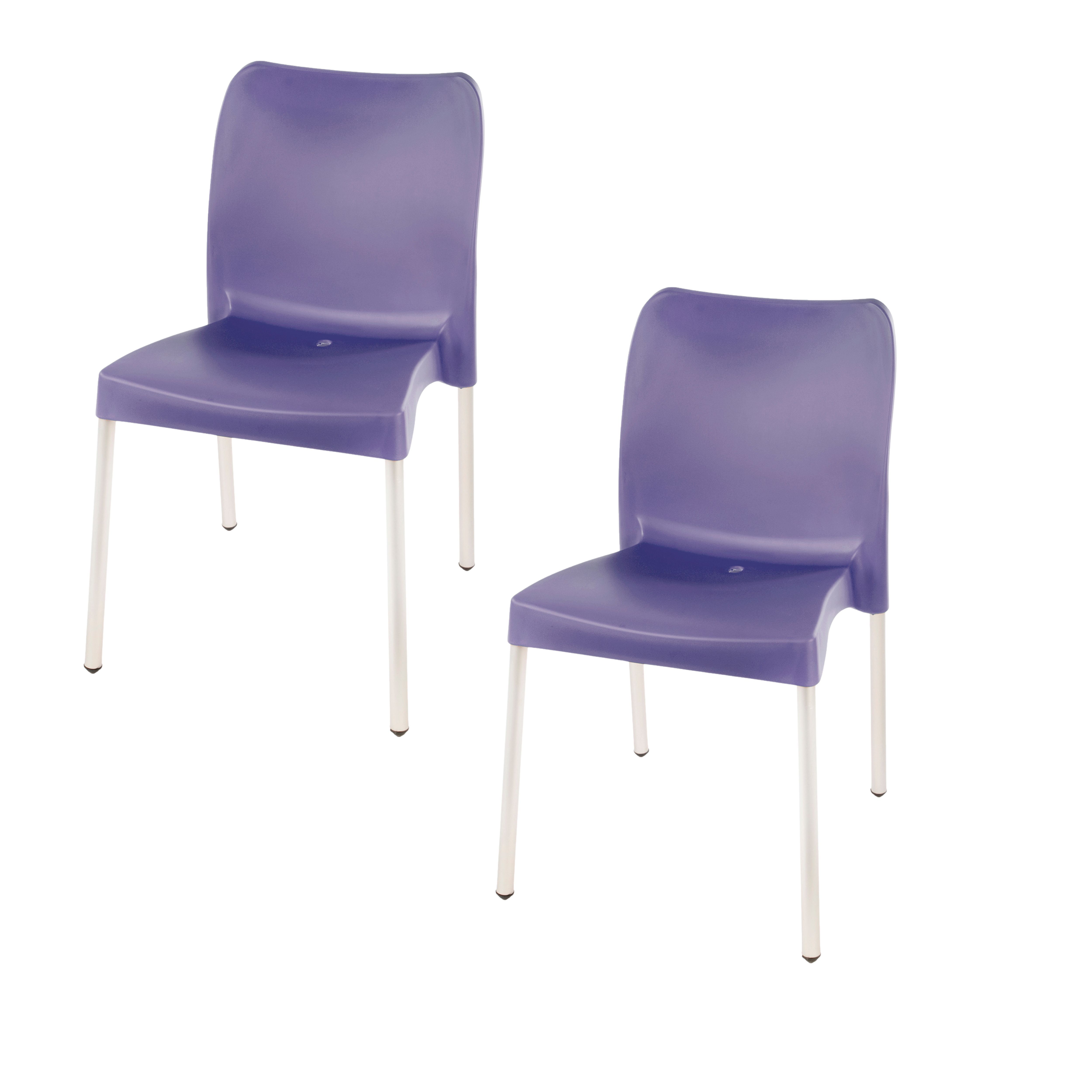 Florence Heavy  Duty Plastic Bistro Chair / Patio Chair / Garden Chair / Stackable - NO ARMRESTS - LAVENDER  - Set of 2