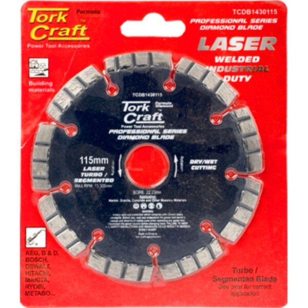 Diamond Blade 115Mm Turbo Segmented Laser Welded Industrial
