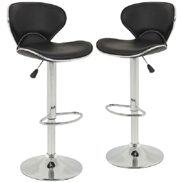 Swivel Bar Chairs Counter Height Bar Stools - Set of 2 - Black
