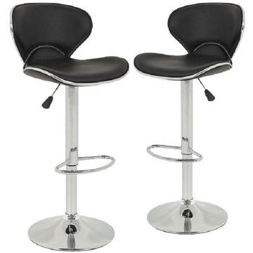 Swivel Bar Chairs Counter Height Bar Stools - Set of 2 - Black