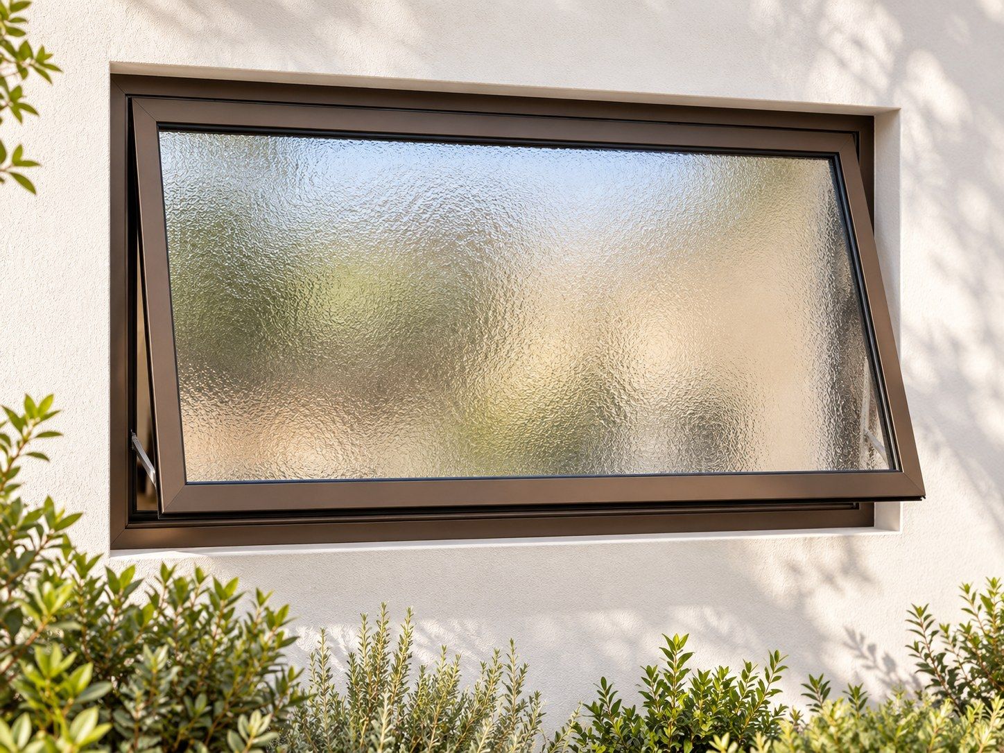 Kenzo Premium Top-Hung Aluminium Window - Bronze, 900 600 mm, Single Opener, Obscure Safety Glass
