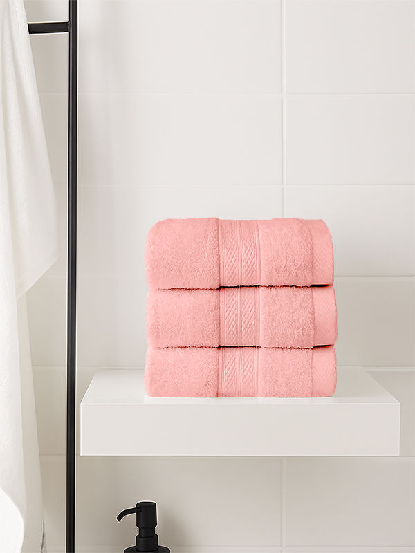 Plush Cotton Guest Towels - English Rose (03 Pc Pack)