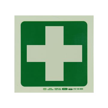Photoluminescent 190MM Safety Sign - E7-Green Cross