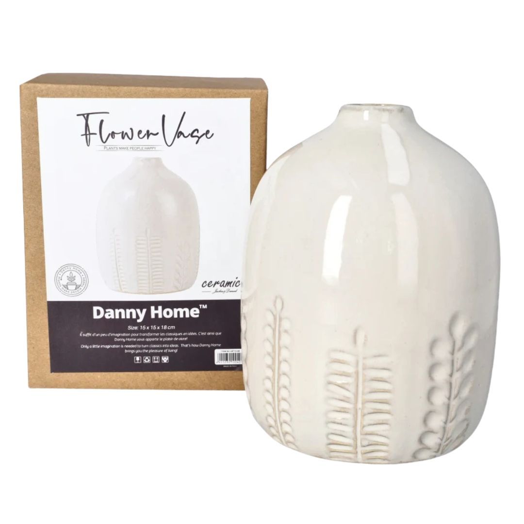 DannyHome LeafWhisper Ceramic Flower Vase