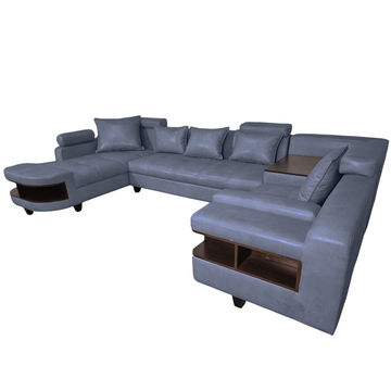 Clarence U Shape Sectional Corner Sofa- SD- Navy Blue