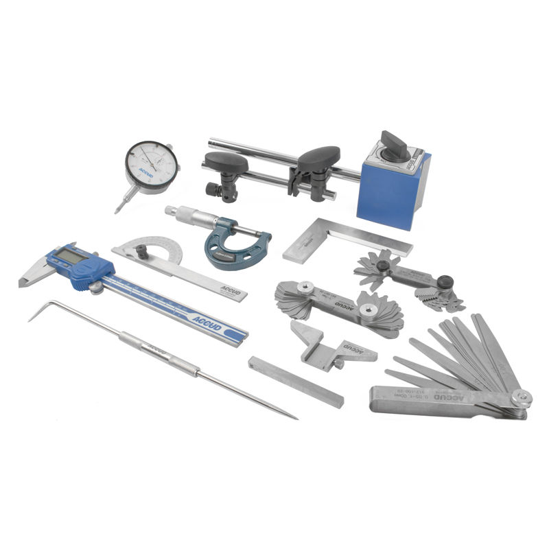 ACCUD - 12 Piecee Measuring Tool Set In Aluminium Case