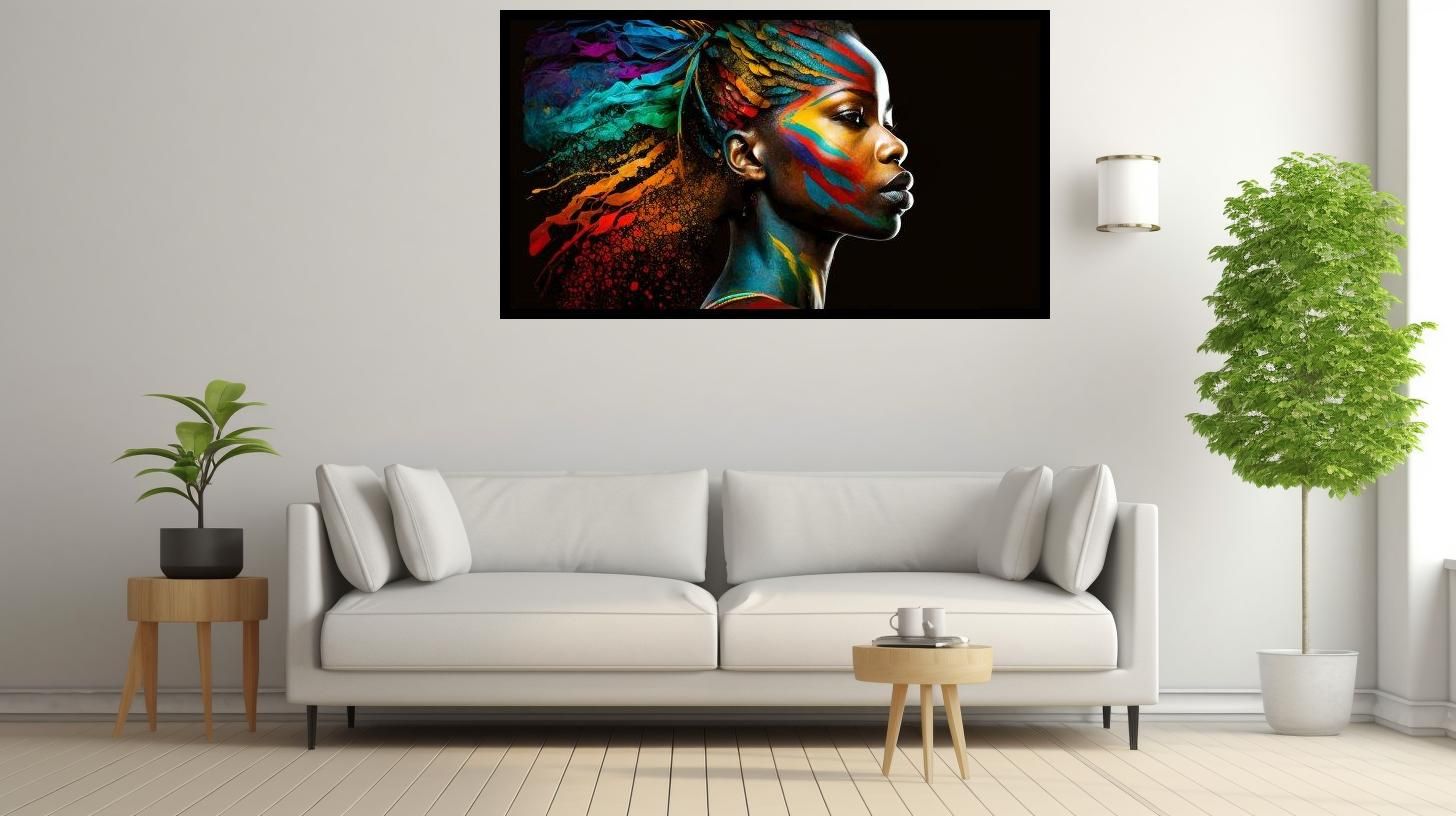 Canvas Wall Art - Colourful African Woman Painting - B1635 [120 x 80 cm]