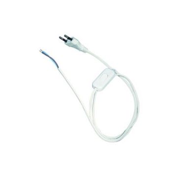In-Line White Rocker Switch 2A C/W Cable  2 Pin Euro Plug
