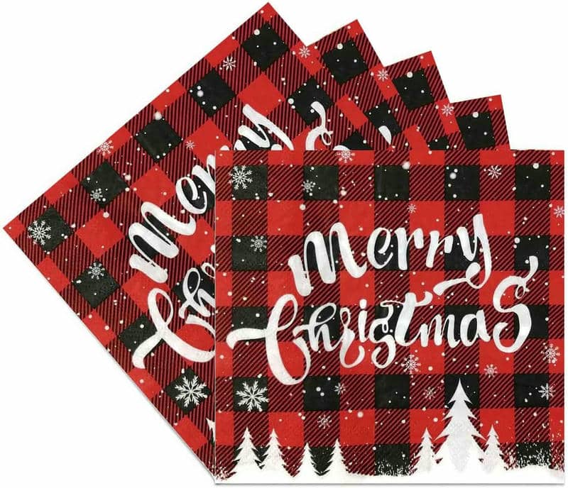 20 Christmas Napkins Holiday Party Decorations Disposable Party Supplies Festive Printed Paper Napkins Christmas Table Settings
