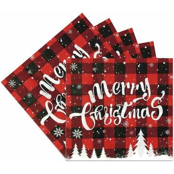 20 Christmas Napkins Holiday Party Decorations Disposable Party Supplies Festive Printed Paper Napkins Christmas Table Settings