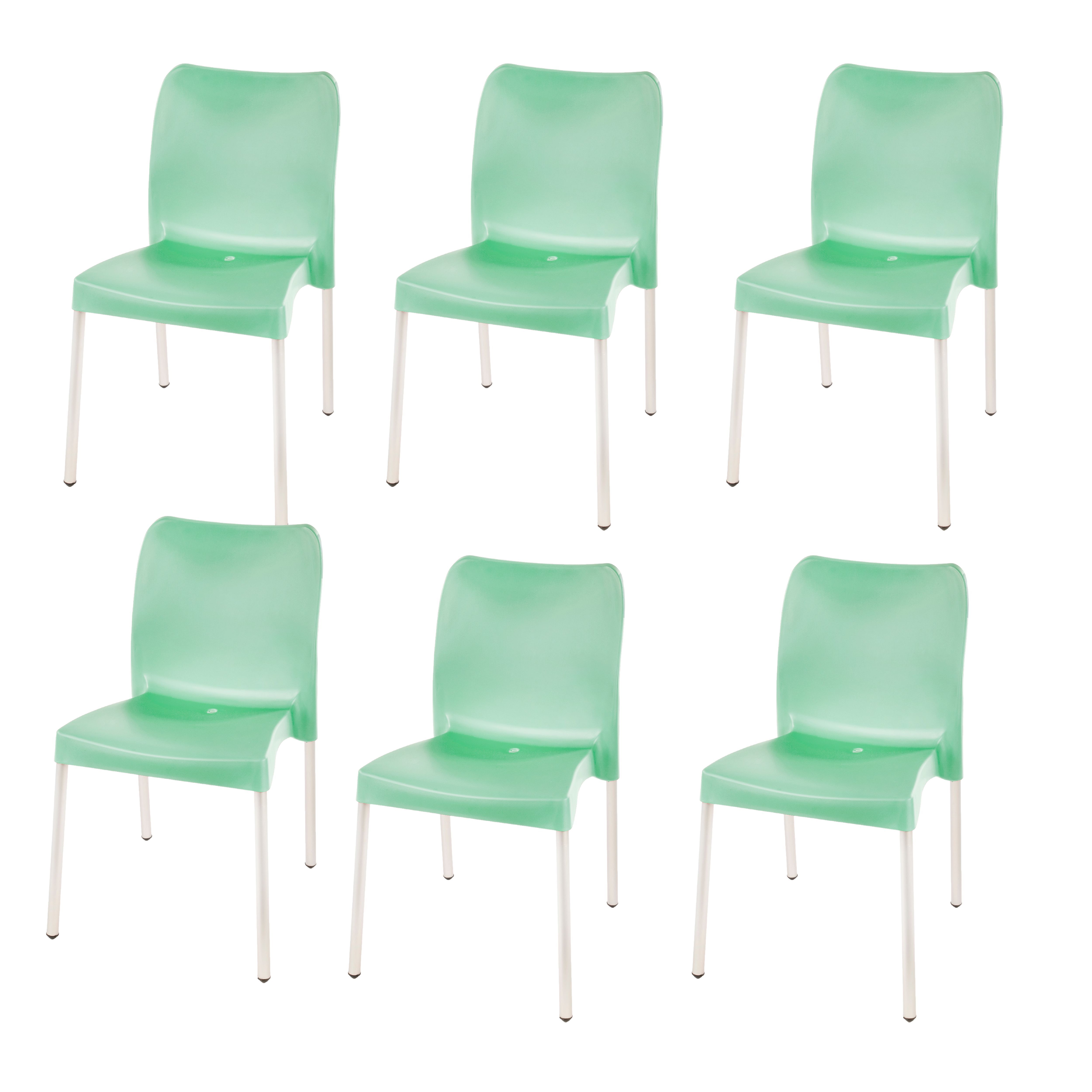 Florence Heavy  Duty Plastic Bistro Chair / Patio Chair / Garden Chair / Stackable - NO ARMRESTS - LAUREL GREEN  - Set of 6