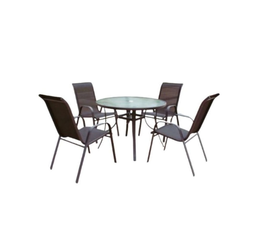 Brown Outdoor Table Set with 4 Chairs