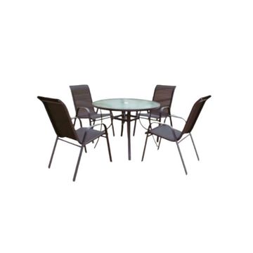 Brown Outdoor Table Set with 4 Chairs