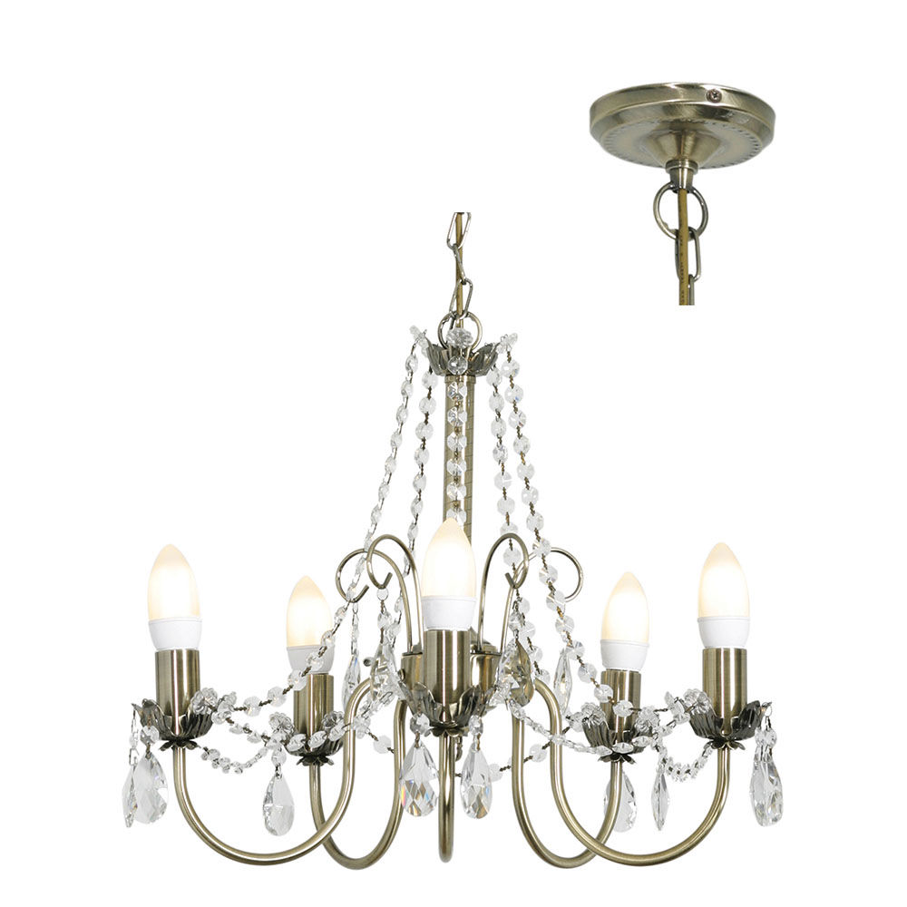 5Lt Chandelier 480Mm Antique Brass