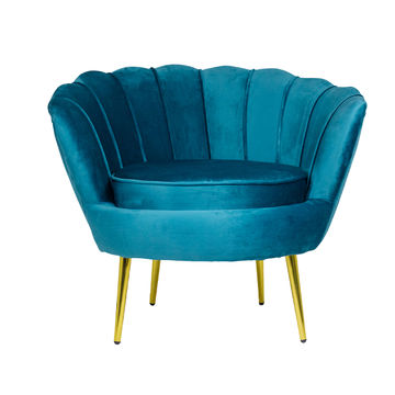 Tulip Velvet Single Seater Couch -Sky Blue