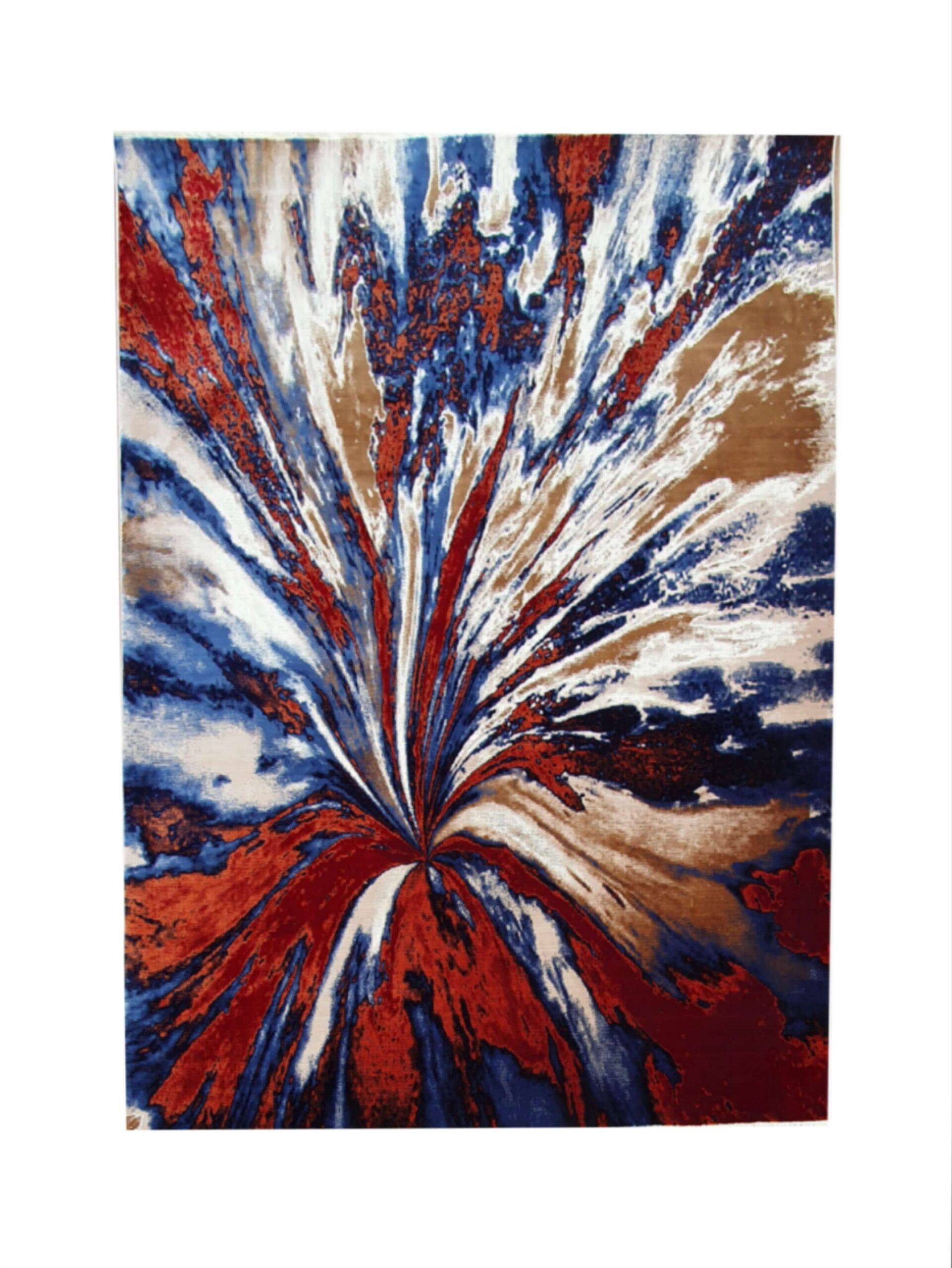 BK Carpets & Rugs - Modern Abstract Art Indoor Rug - 2m x 2.9m - Red - Blue - Beige