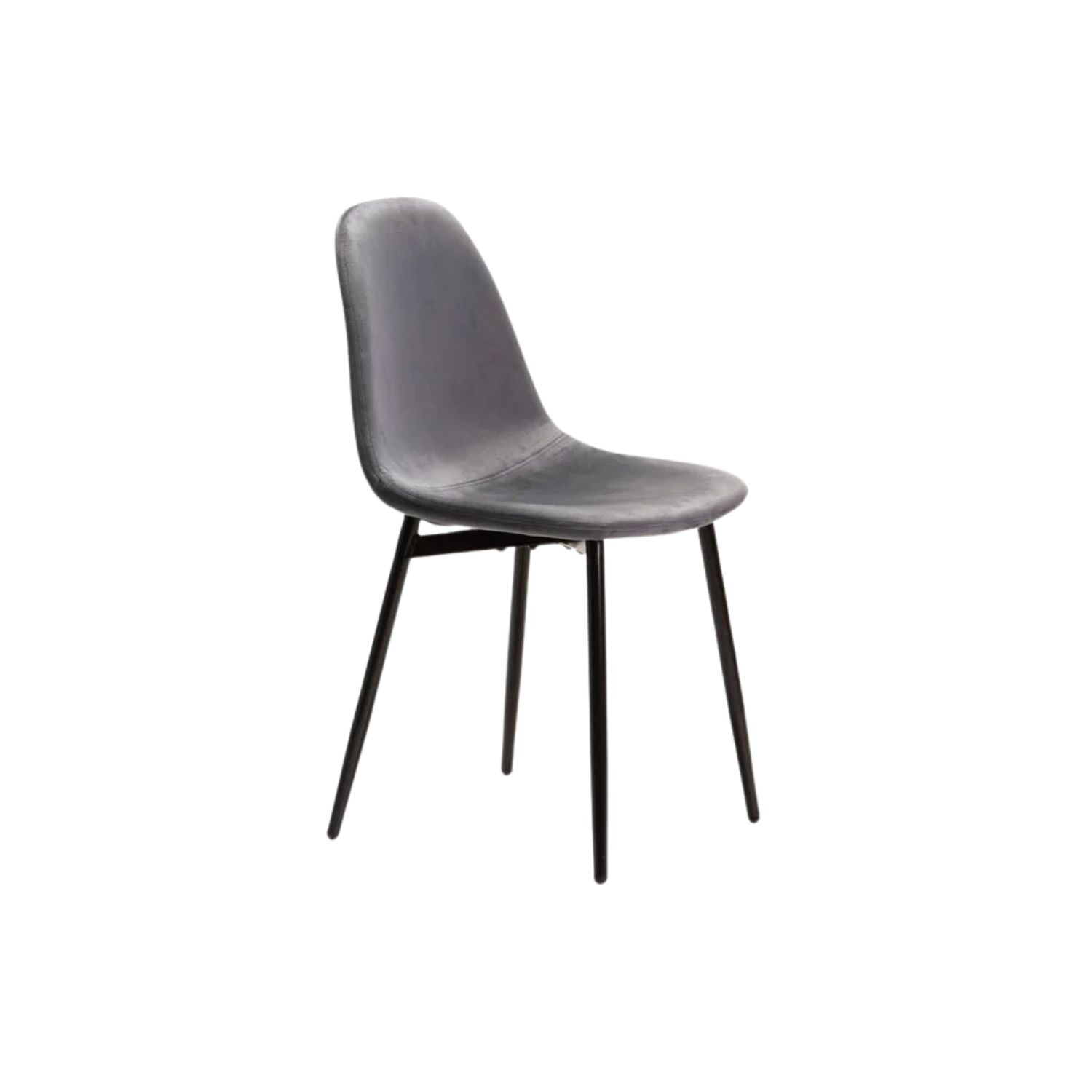 Velvet Upholstered Dining Chair with Metal Legs - Grey