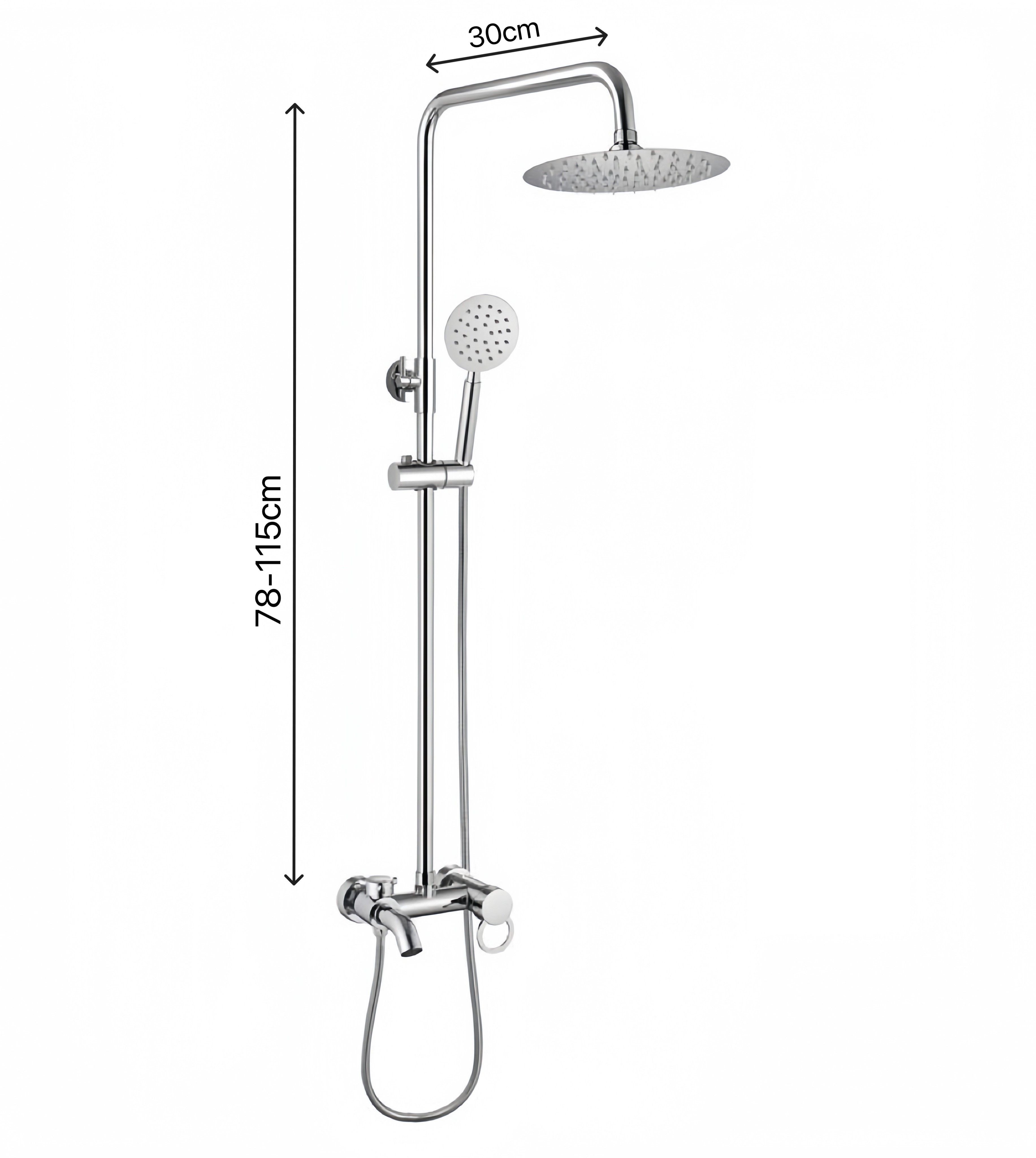 Stainless Steel Adjustable Full Shower Unit Set (Round)