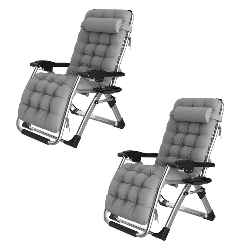 Folding Comfort Lounge Chair with Removable Seat Cushion - Set of 2