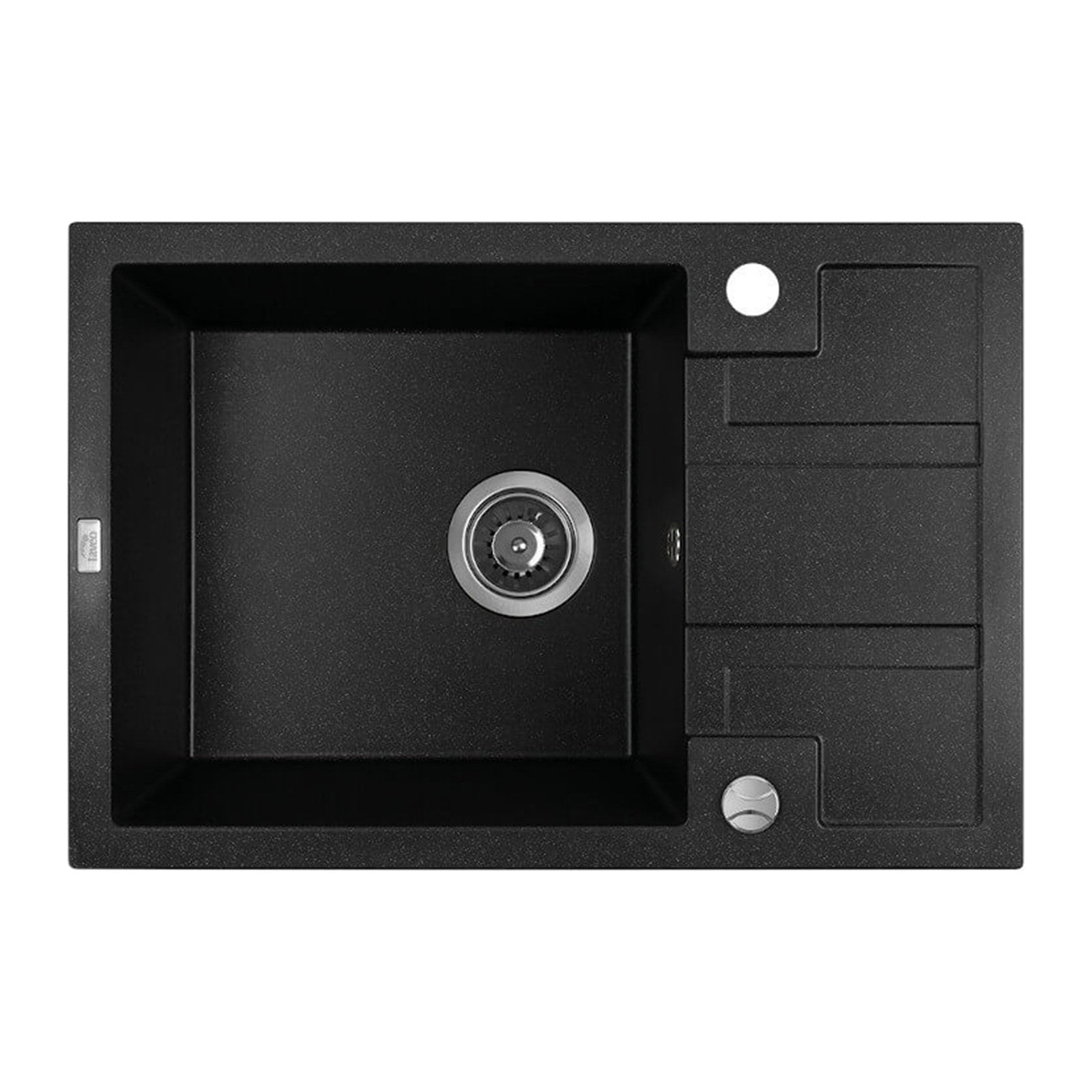 Laveo Barbados 650 Granite Composite Kitchen Sink 1 Bowl with Drainer - Black