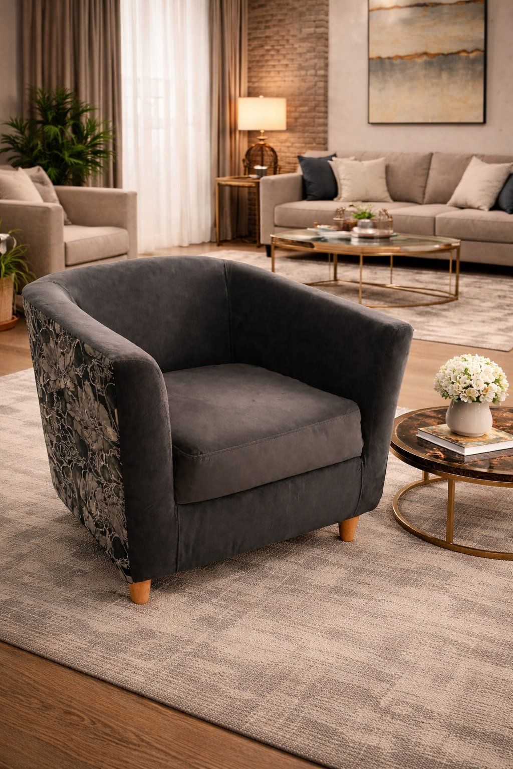 ASHER- Accent Armchair Charcoal.