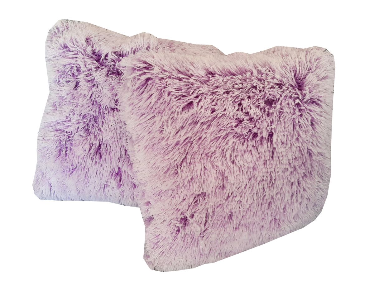 Soft Fluffy Scatter Cushions - Set of 2 - 40x40cm - Purple