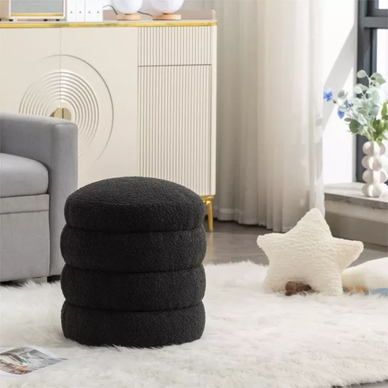 Ivory Round Ottoman - Black