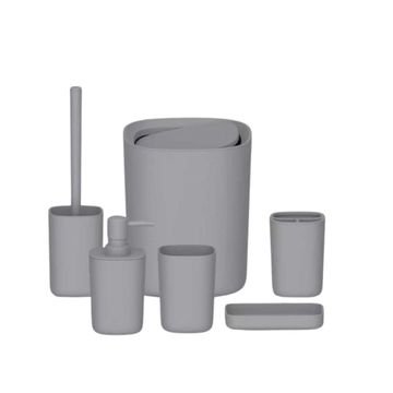 Matte Gray Bathroom Accessory Set – 6-Piece