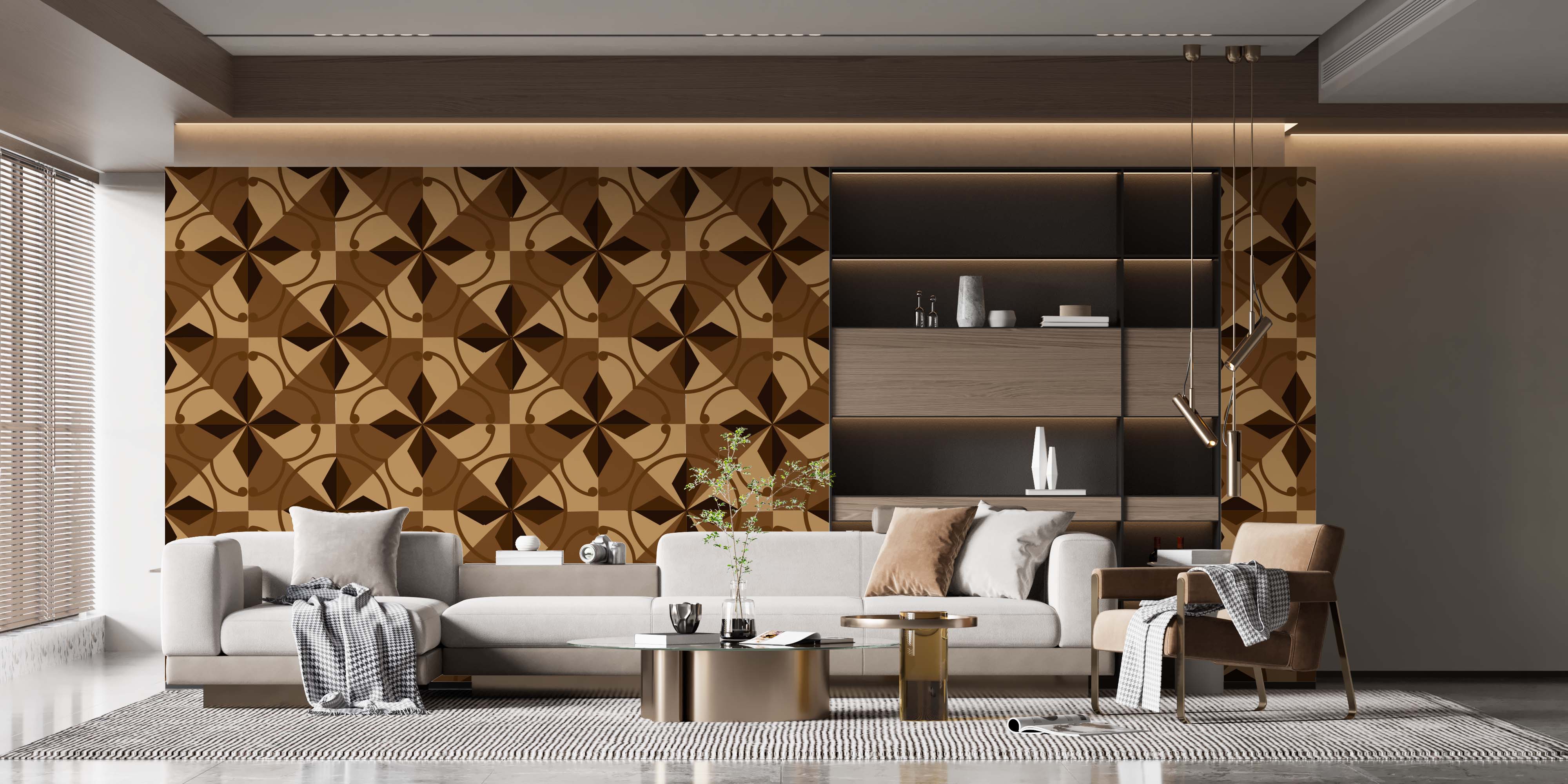 Sotho African Print Wallpaper Brown