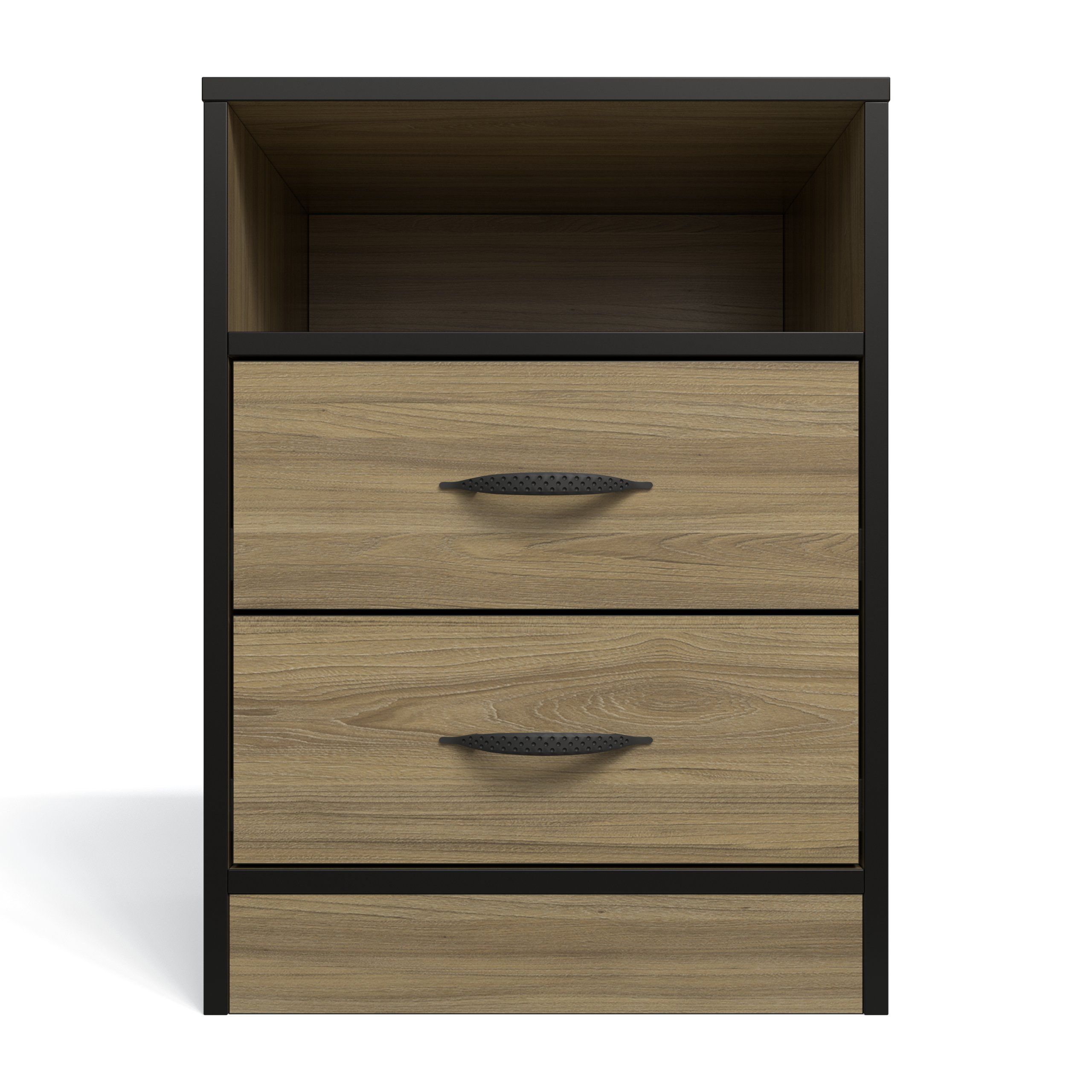Price Cut - Foundation Two Drawer Bedside Table - Swiss Elm