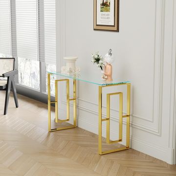 Sara Console Table Stainless Steel Glass Gold