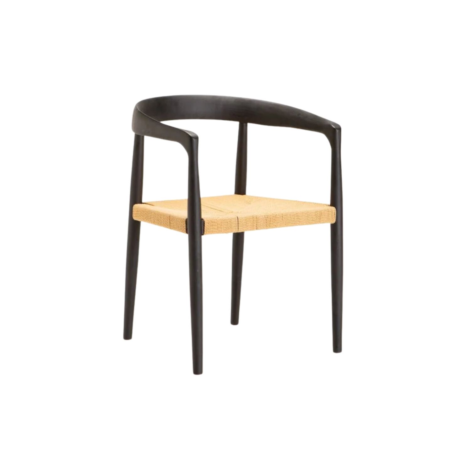 Solid Wood Rattan Dining Chair - Black