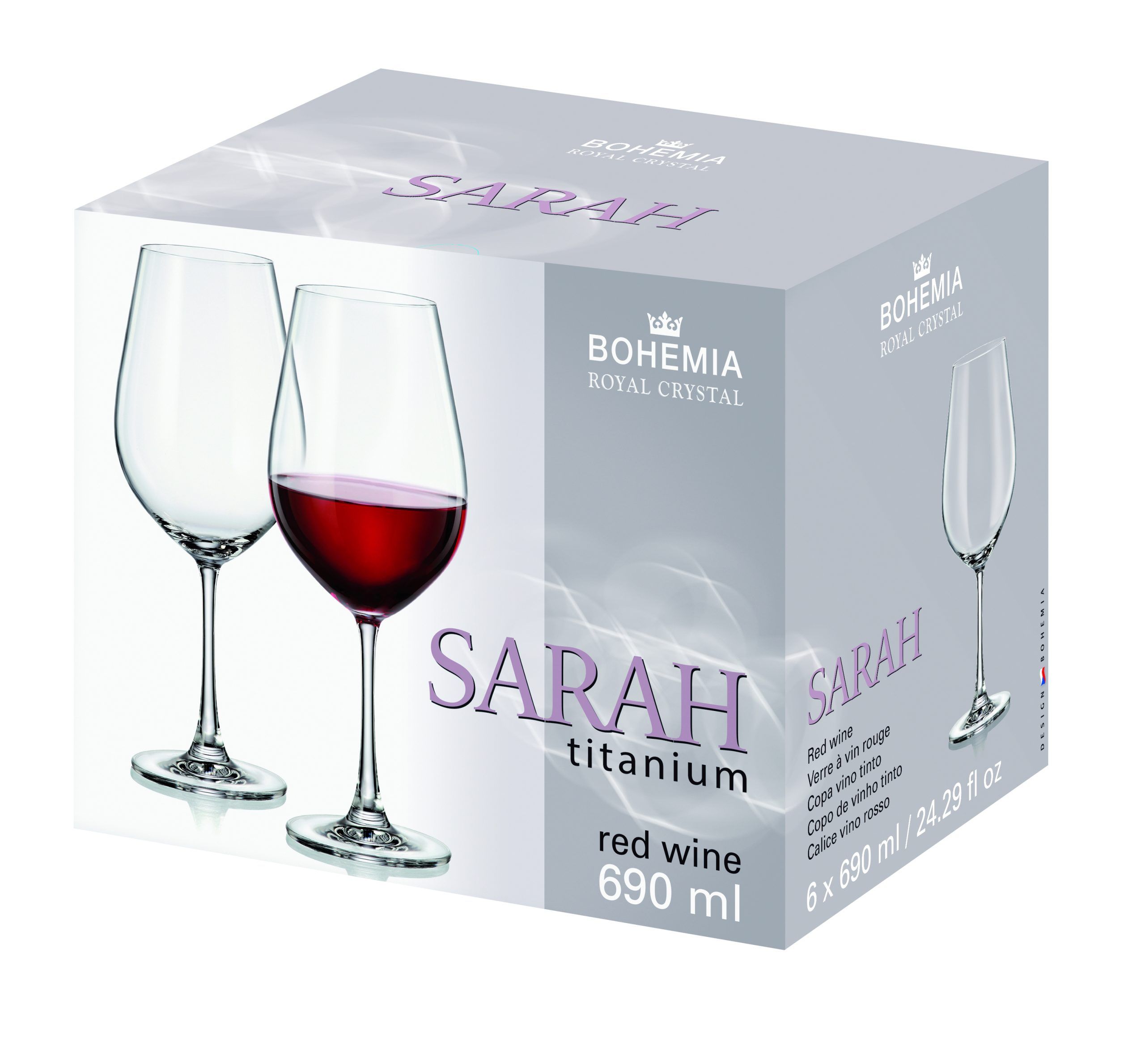 Bohemia Crystal Sarah Titanium Red Glasses 690ml 6pk