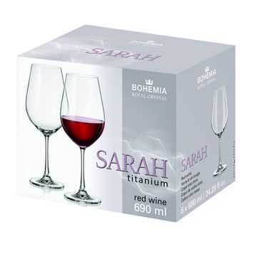 Bohemia Crystal Sarah Titanium Red Glasses 690ml 6pk