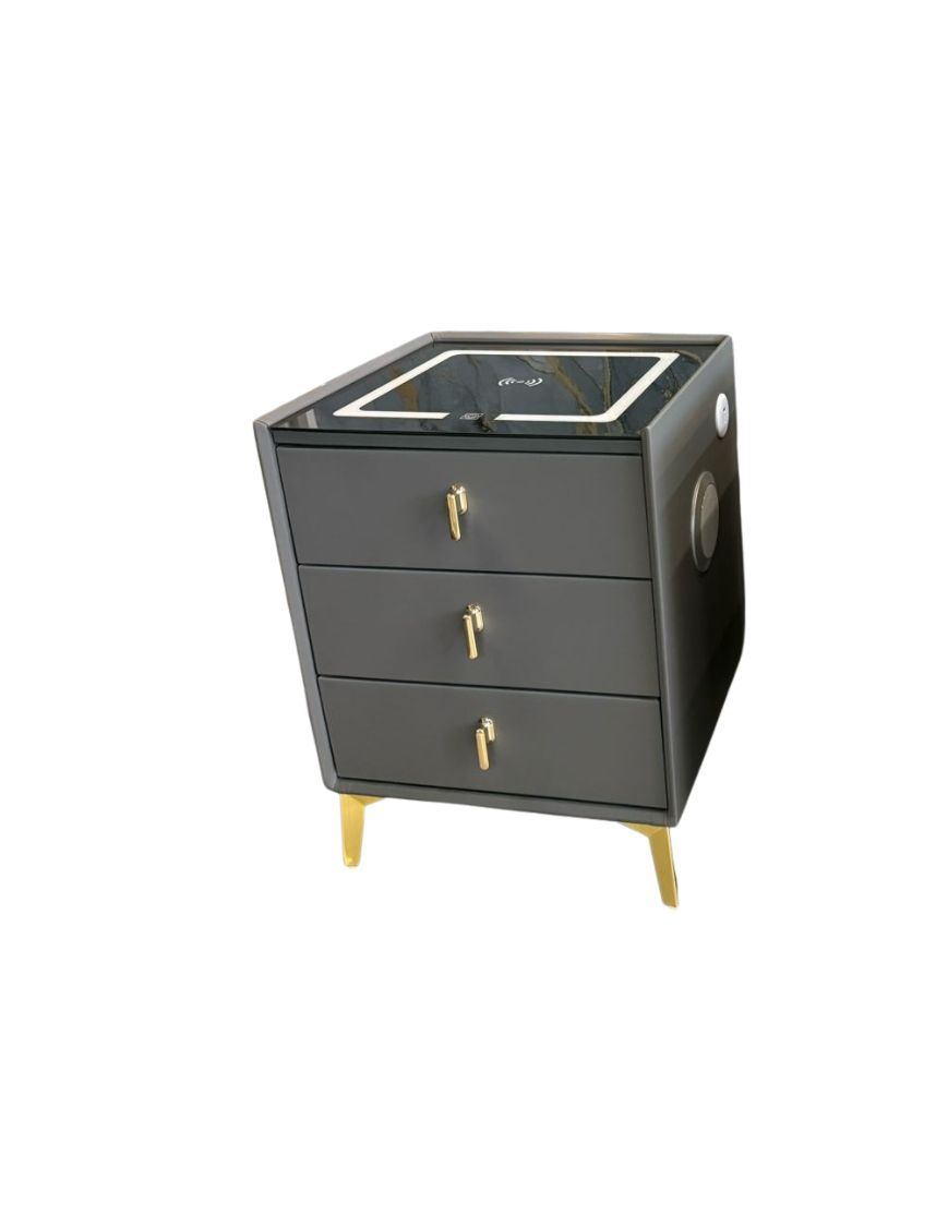 Square Bluetooth Bedside Stand-Grey
