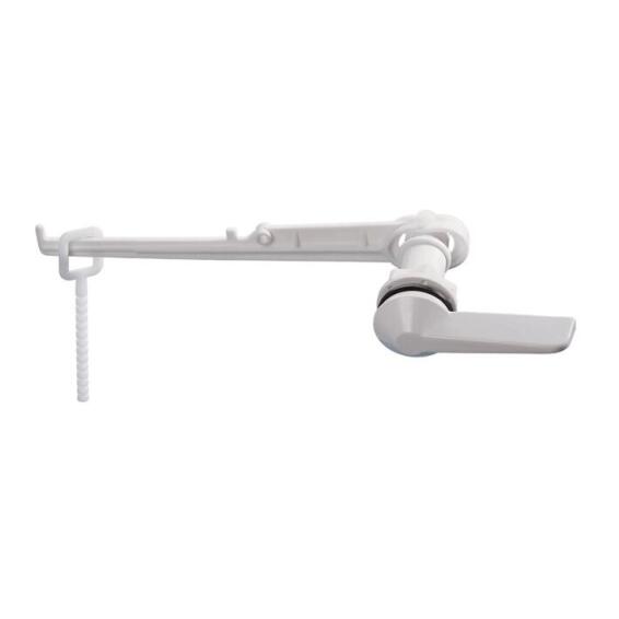 Dutton Cistern Flush handle with lever arm, G-FP38. Elf cistern handle, white plastic