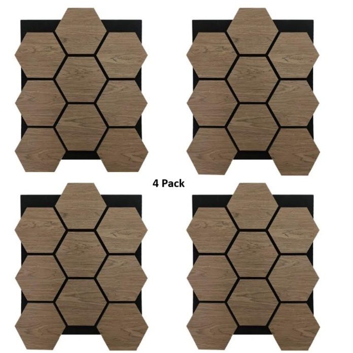 Echo-Less Wood Hexagon Acoustic Panels Dark Wallnut