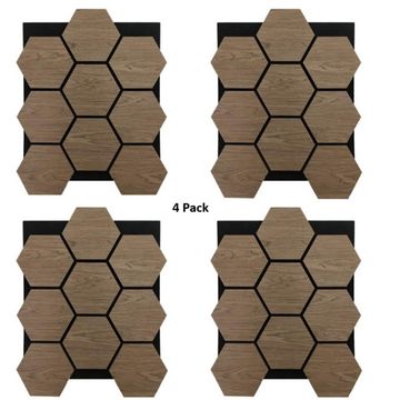 Echo-Less Wood Hexagon Acoustic Panels Dark Wallnut