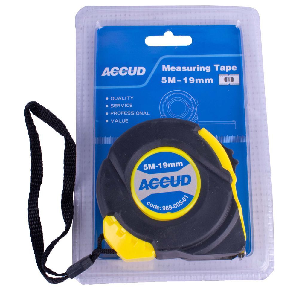 ACCUD - Measuring Tape 19mm x 5M Acc. 1mm Nylon Coated Blade