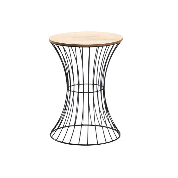 SPIRO 36cm ROUND SIDE TABLE - BLACK / NATURAL