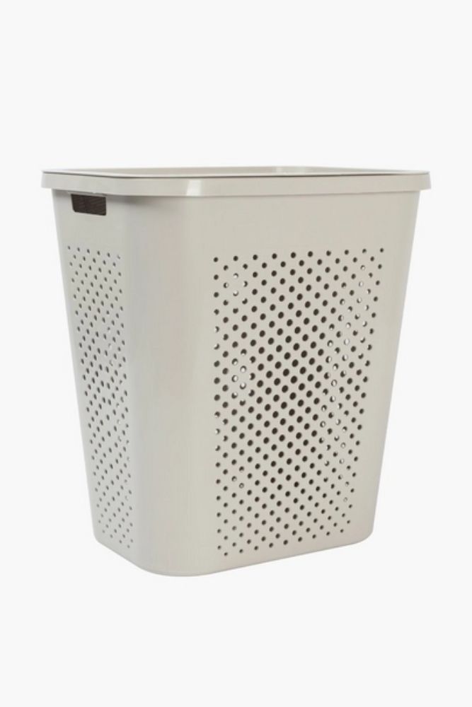 85L DOTTED LAUNDRY BASKET Sturdy Plastic Laundry Storage with Lid