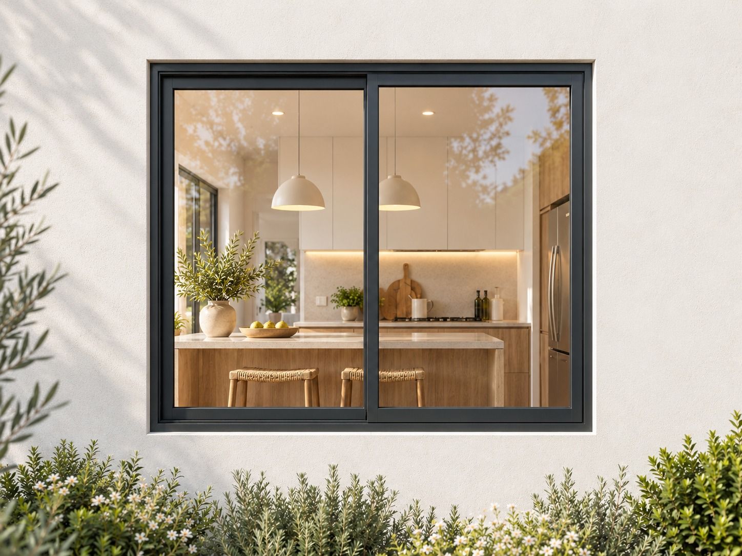 Kenzo Aluminium Sliding Window - Charcoal, 900 900 mm, Two Sliding Panels
